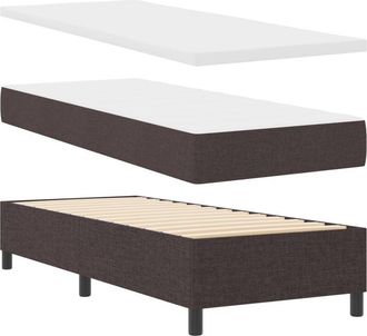 vidaXL Vidaxl - Box Spring Bed with Mattress Dark brown 80 x 200 cm Fabric