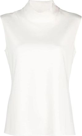 Theory Ivoor Stretch Jersey Coltrui Mouwloos T-shirt - Dames - Tops zonder mouwen - Beige - XS - Tops