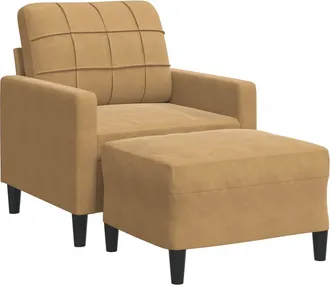 vidaXL Vidaxl - Poltrona Con Poggiapiedi Marrone 60 Cm In Velluto
