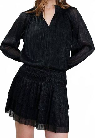 Current Air Shira Metallic Pleated Mini Dress In Glitter