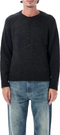 Our Legacy Shore Henley RWS Merino Wool Raglan Sleeve Sweater