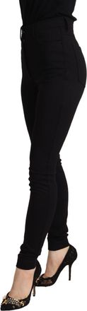 Dolce & Gabbana Womens Black High Waist Skinny Slim Fit Pants Nylon Elastane