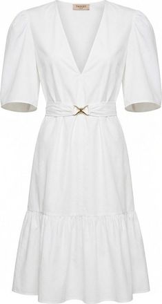 Twin-Set Mini Dress With Ruffle And Detachable Belt
