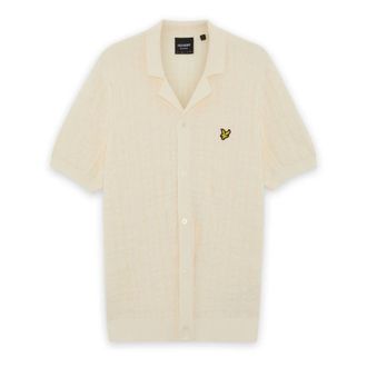 Lyle & Scott Mid Knits Jacquard Check Gebreid Resort Shirt - Heren - Truien - Beige - Maat: XL Katoen