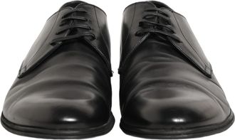 Dolce & Gabbana Black Leather Men Derby Dress Formal Shoes Calf