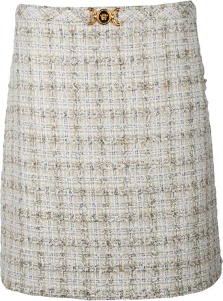 Versace Mini Boucl&eacute; Rok - Dames - Korte rokken - Wit - L - Katoen - Rokken