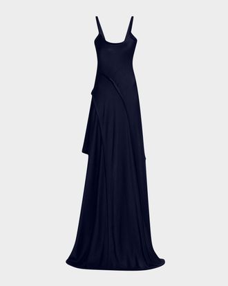 Jason Wu Sleeveless Crepe Back Satin Bias Slip Gown With Slit