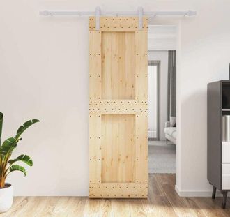 vidaXL Vidaxl - Puerta Corredera Con Herrajes Madera Maciza De Pino 70x210 Cm