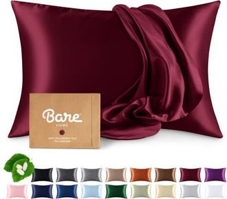 Bare Home 19 Momme 100% Mulberry Silk Pillowcase in Burgundy at Nordstrom, Size King