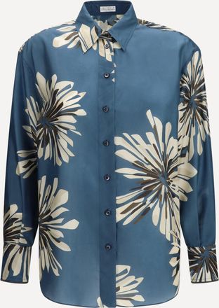 Brunello Cucinelli Camicia in seta con motivo floreale Woman S