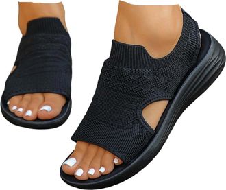 Generic Orthopedic Sandals for Women Comfy Sports Knit Sandals Mesh Soft Sole Womens Shoes Washable Slingback Sandal Summer Breathable Orthopedic Slide
