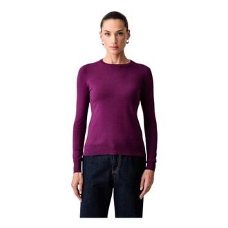 Trussardi Trui met ronde hals van viscosemix - Dames - Ronde hals truien - Paars - XS - Nylon - Truien & Vesten