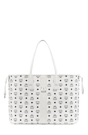 MCM Large Reversible Liz Shopper in Visetos in White at Nordstrom