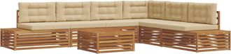 vidaXL 8 Uds. Conjunto De Sof&aacute;s De Exterior Natural Y Beige Vidaxl