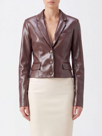 Andamane Slim Fit Single-Breasted Faux Leather Blazer