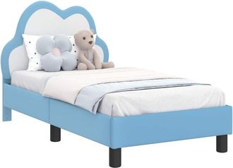 vidaXL Estructura De Cama Para Ni&ntilde;os Peque&ntilde;os Con Cabecera Azul Pu Vidaxl