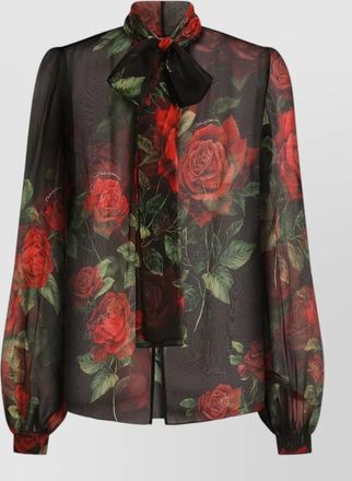 Dolce & Gabbana silk rose print long sleeve blouse