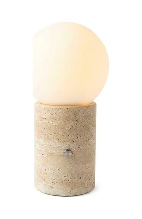 Brightech Kai 11 Modern Frosted Glass Orb Table Lamp with USB Charging Port and Built-In 3-Way Dimmer in Travertine at Nordstrom