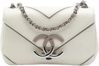 Chanel Pre-owned Flap Bag - Dames - Vintage Schoudertas - Wit - ONE Size - Leer - Vintage