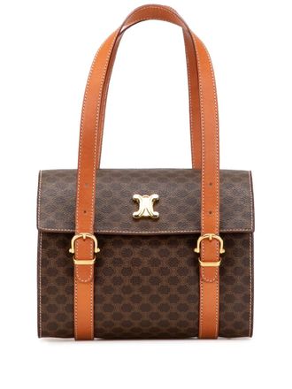 Celine 1997 Macadam Coated Canvas Triomphe Blason handbag - women - Fabric/Calf Leather - One Size - Brown