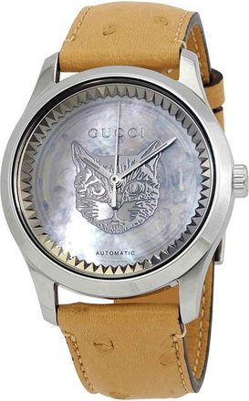 Gucci G-Timeless Automatic Transparent Mother of Pearl Dial Ladies Watch YA1264112