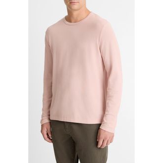 Vince Pima Cotton Piqu&eacute; Long Sleeve T-Shirt in Pink Haze at Nordstrom Rack, Size Xx-Large