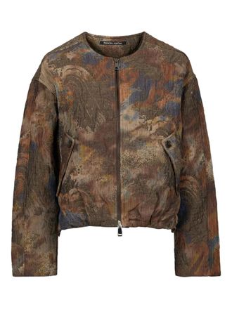 Hannes Roether buttoned abstract jacket - women - Polyamide/Cotton/Wool/Acrylic/Polyester - S - Brown