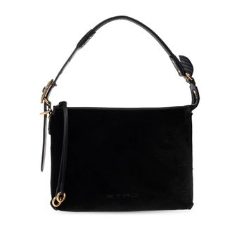 Etro Velvet Shoulder Bag Hobo Small - Dames - Tassen - Zwart - Maat: ONE Size Velours