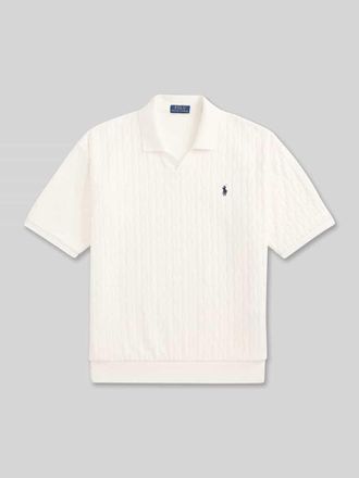 Polo Ralph Lauren Relaxed Fit Poloshirt aus reiner Baumwolle in Strick-Optik in Weiss, Gr&ouml;&szlig;e XXL