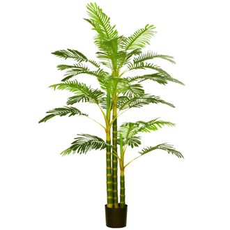 HOMCOM Palmera De Areca Artificial, De 190 Cm De Altura, Con 30 Hojas Grandes De Pl&aacute;stico Y Maceta Incluida