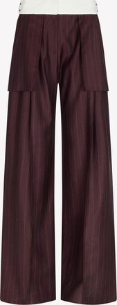 Serena Bute Wool Pinstripe Inside Out Trouser - Burgundy