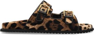 Dolce & Gabbana Slippers met dierenprint - Dames - Sandalen - Bruin - 36 EU - Schoenen