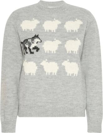 Max Mara Round-neck Truien - Dames - Ronde hals truien - Grijs - L - Truien & Vesten