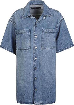 Alexander Wang Boxy Denim Shirtdress - Dames - Spijkeroverhemden - Blauw - S - Denim - Overhemden
