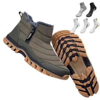 Generic Boots, Mens Waterproof Warm Cotton Zip Snow Ankle Boots, Fur Lined Slip on Thick Plush Booties Waterproof Snow Mid Calf Boot Thermal Anti-Slip Outdoor