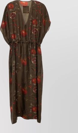 Uma Wang pomegranate print a-line dress v-neck
