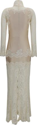 Paco Rabanne Womens Long Lace And Jersey Dress Ivory Polyamide; Elastane