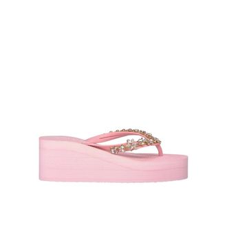 Alma En Pena Wedges, female, Pink, 6 UK, Flip flop flower rhinestones