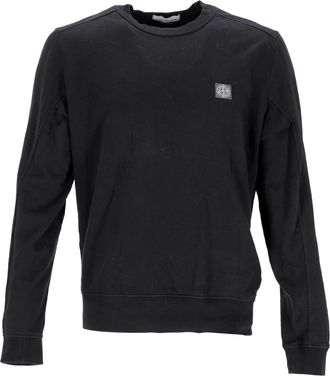 Stone Island Logo Patch Sweater in Black Cotton