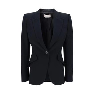 Alexander McQueen Blazer de Lana de Botonadura Sencilla - Jackets - Mujer - Negro - L