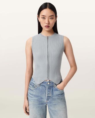 AllSaints Cruz Zip Slim Fit Vest