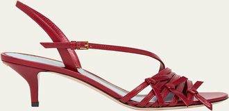Valentino Garavani 55mm Nodine Leather Kitten-Heel Pumps