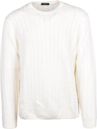Zanone Maglione Girocollo - Heren - Ronde hals truien - Wit - L - Wol - Truien & Vesten