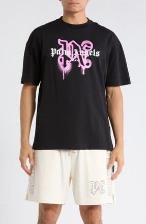 Palm Angels Logo Graphic Cotton T-Shirt in Black Fuchsia at Nordstrom Rack, Size Xx-Small