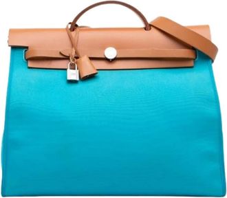 Hermès Pre-owned Handbags, female, Blue, Size: ONE SIZE Pre-owned Canvas Handbag