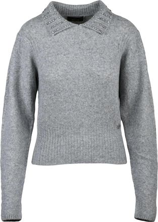 Twin-Set Grey Textured Knit Polo Sweater