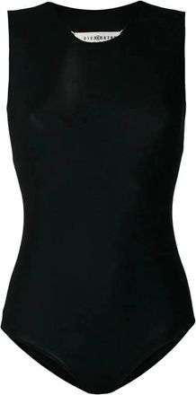 Maison Margiela Zwarte mouwloze stretch knit bodysuit - Dames - Bodies - Zwart - M - Tops