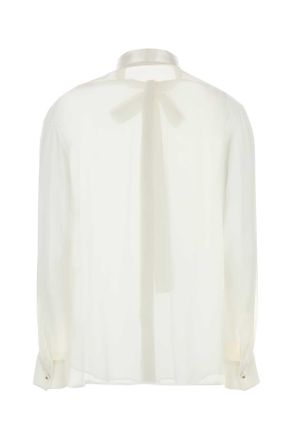 Dolce & Gabbana Womens White Silk Shirt Biancoottico Exterior: Camicie