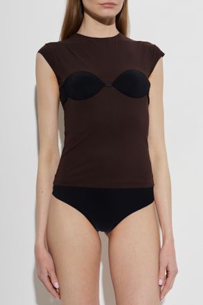 Maison Margiela Top With Padded Cups, Womens, Brown