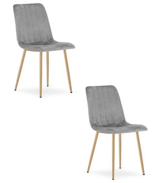 OEM Silla Lava - Terciopelo Gris Claro / Patas Color Madera X 2